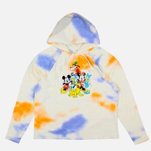 NWT Disney Parks Hoodie Women’s White Blue Mickey Mouse & Friends Pullover